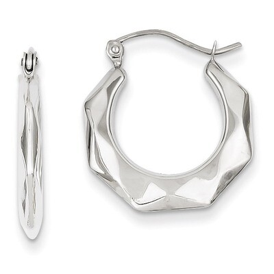 Faceted Hoop Earrings 14k White Gold TC510, MPN: TC510, 883957290010