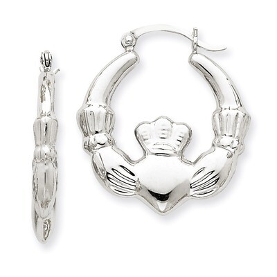 Claddagh Hoop Earrings 14k White Gold TC502, MPN: TC502, 883957289984