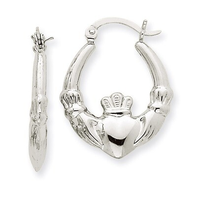Claddagh Hoop Earrings 14k White Gold TC501, MPN: TC501, 883957289977