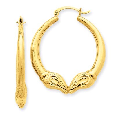 Ram Hoop Earrings 14k Gold Polished S1522, MPN: S1522, 883957285580