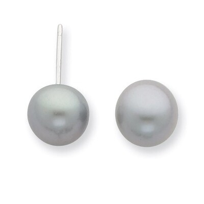 8-9mm Grey Cultured Button Pearl Stud Earrings Sterling Silver QE7670, MPN: QE7670, 883957600130