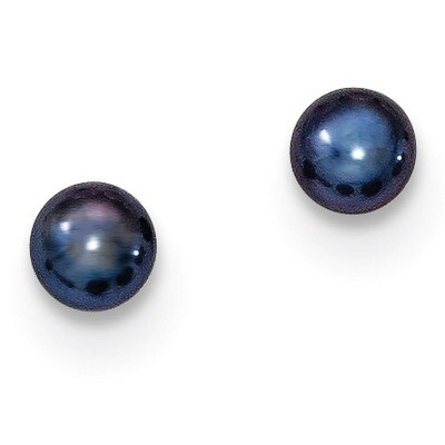 4-5mm Black Cultured Button Pearl Stud Earring Sterling Silver QE7668, MPN: QE7668, 883957584676