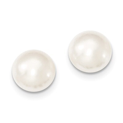 11-12mm White Cultured Button Pearl Stud Earrings Sterling Silver QE7645, MPN: QE7645, 883957580067