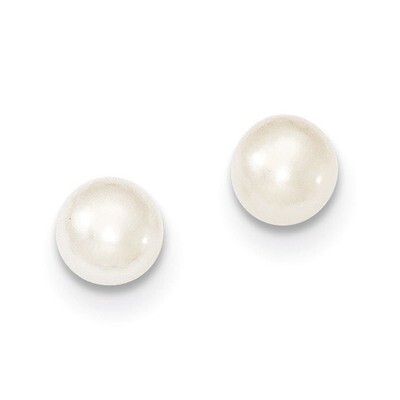 6-7mm White Cultured Button Pearl Stud Earrings Sterling Silver QE7691, MPN: QE7691, 883957581620