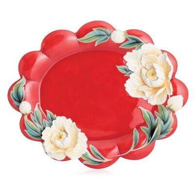 Franz Porcelain Venice Peony Design Sculptured Porcelain Large Tray FZ02742, MPN: FZ02742,