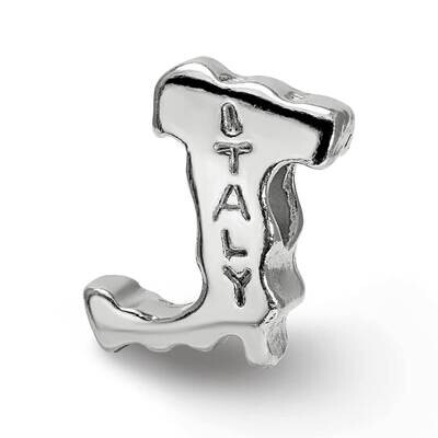 Italy Country Shaped Bead Sterling Silver QRS4027, MPN: QRS4027,