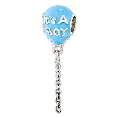 Enameled Its a Boy Balloon Bead - Sterling Silver QRS2960, MPN: QRS2960, 883957440972