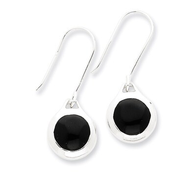Onyx Disk Earrings Sterling Silver QE1530, MPN: QE1530, 191101187704