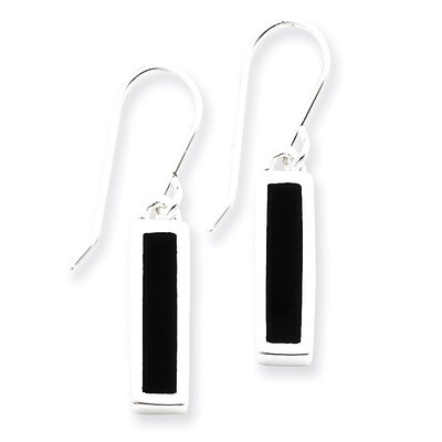 Onyx Bar Earrings Sterling Silver QE1524, MPN: QE1524, 191101187698