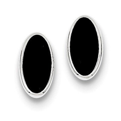 ONYX INLAY Earrings Sterling Silver QE1101, MPN: QE1101, 191101187537
