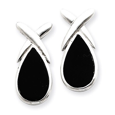 Onyx Teardrop earrings Sterling Silver QE1074, MPN: QE1074, 191101187490