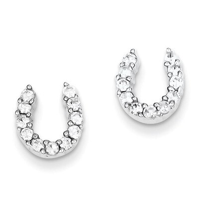 Horseshoe Post Earrings Sterling Silver Diamond QE4923, MPN: QE4923, 886774271637