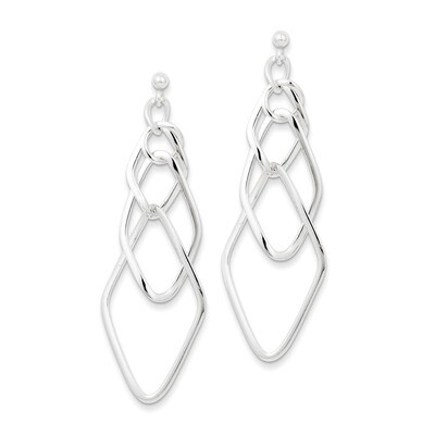Geometric Post Dangle Earrings Sterling Silver Polished QE8897, MPN: QE8897, 886774749853