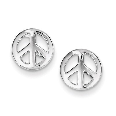 Peace Sign Post Earrings Sterling Silver Polished QE8788, MPN: QE8788, 883957542935