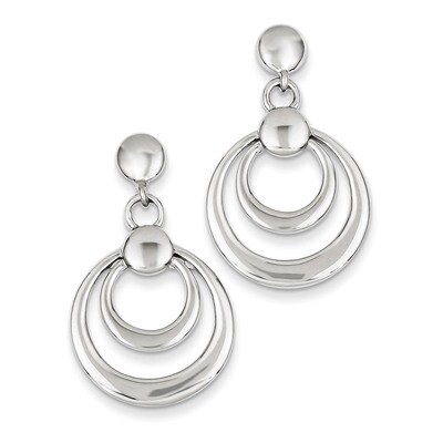 Double Circle Dangle Post Earrings Sterling Silver QE4821, MPN: QE4821, 886774749495