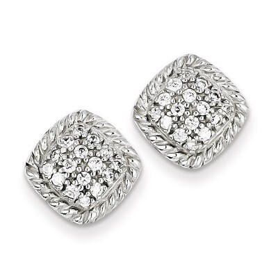 Square Diamond Post Earrings Sterling Silver QE4943, MPN: QE4943, 191101188749