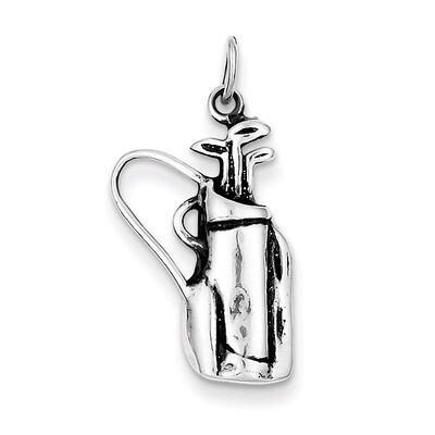 Golf Clubs Bag Charm Antiqued Sterling Silver QC7129, MPN: QC7129, 883957564203
