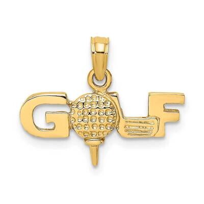 Golf Charm 14k Gold Solid Polished D1436, MPN: D1436, 637218047260