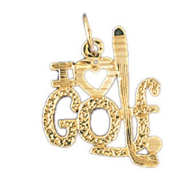 Dazzlers Jewelry I Love Golf Pendant Necklace Charm Bracelet in Yellow, White or Rose Gold 10857, M…