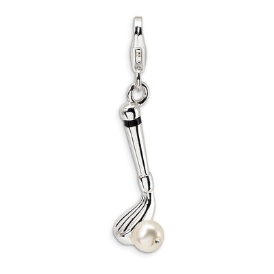 Fresh Water Cultured Pearl Golf Club with Lobster Charm Sterling Silver QCC312 by Amore La Vita, MP…