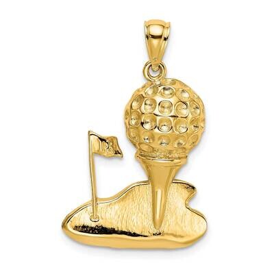 Open-Backed Golf Charm 14k Gold Solid Polished C2620, MPN: C2620, 637218041923