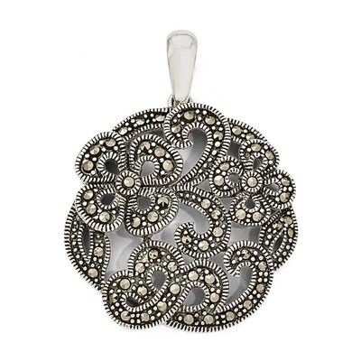Marcasite with Flowers Pendant Sterling Silver QP3980