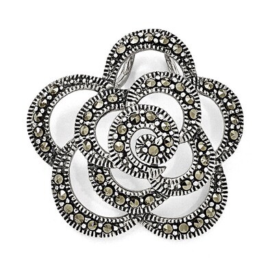 Marcasite Flower Pendant Sterling Silver QP3986
