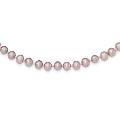 5-6mm Purple Cultured Pearl Necklace Sterling Silver QH4757-16, MPN: QH4757-16, 883957496733