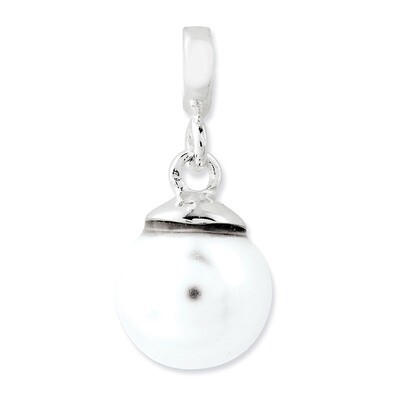 Simulated White Pearl Enhancer Sterling Silver QN126, MPN: QN126, 191101278983