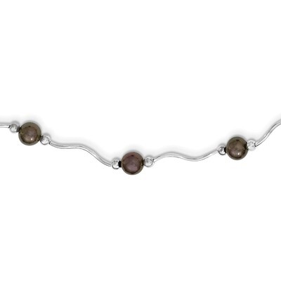 6-7mm Black Cultured Pearl Necklace Sterling Silver QH4849-18, MPN: QH4849-18, 883957552125