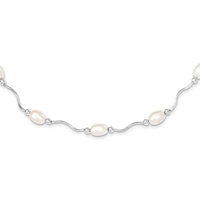 6-7mm White Cultured Pearl Necklace Sterling Silver QH4734-18, MPN: QH4734-18, 883957496719