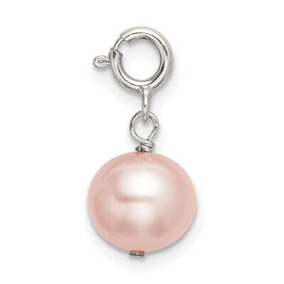 8mm Pink Freshwater Cultured Pearl Springring Charm Sterling Silver SS5039P, MPN: SS5039P,