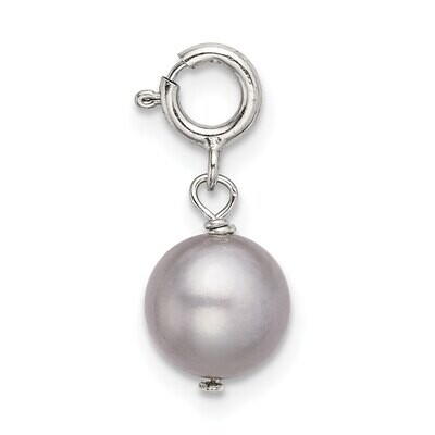 7mm Grey Freshwater Cultured Pearl Springring Charm Sterling Silver SS5038G, MPN: SS5038G,