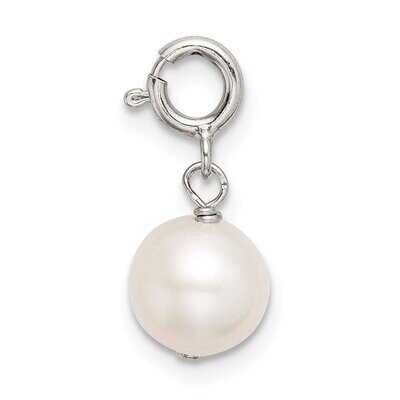 7mm White Freshwater Cultured Pearl Springring Charm Sterling Silver SS5038W, MPN: SS5038W,