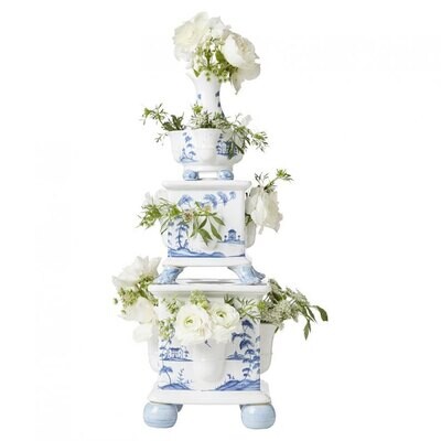 Juliska Country Estate Delft Blue Tulipiere Tower Set of 3 Garden Follies CE86SET/44, MPN: CE86SET/…
