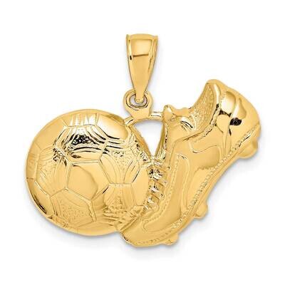 Soccer Shoe Kicking Ball Charm 14k Gold C3763, MPN: C3763, 637218062171