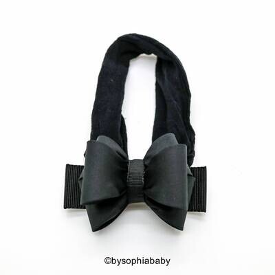 Black Bow Headband Black Headband Baby Black Bow Headband Newborn Headband Baby Headband Nylon Head…