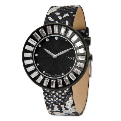 Moog Black-plated Crystal Black Dial Watch with (ME-C) Silver Black Metallic Band, MPN: XWA3655,