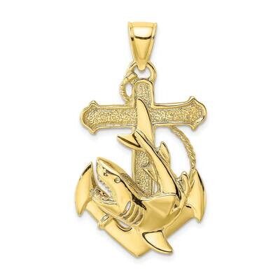 2-D Anchor with Shark Charm 10k Gold 10K7881, MPN: 10K7881,