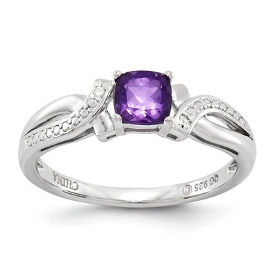 Amethyst Diamond Ring Sterling Silver QR4553AM, MPN: QR4553AM, 883957406800