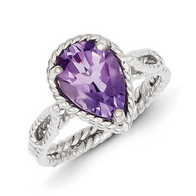 Amethyst Pear Twisted Ring Sterling Silver QR4420, MPN: QR4420, 883957578149
