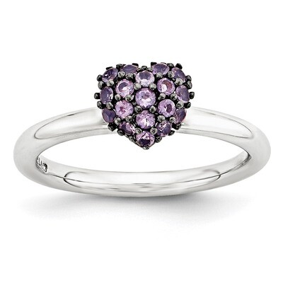 Amethyst Heart Ring Sterling Silver QSK1825, MPN: QSK1825, 886774374819