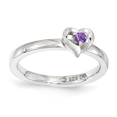 Amethyst Heart Ring - Sterling Silver QSK1523, MPN: QSK1523, 886774206721