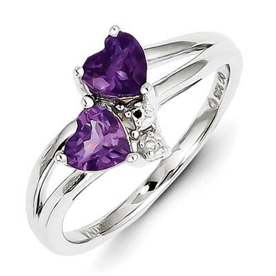 Amethyst Diamond Ring Sterling Silver QR4570AM, MPN: QR4570AM, 883957366180