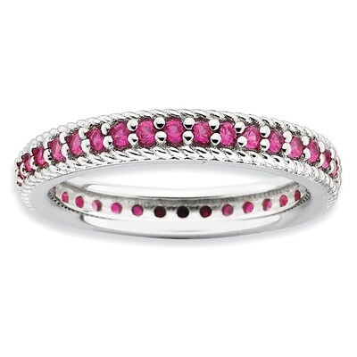 Created Ruby Eternity Ring - Sterling Silver Polished QSK572, MPN: QSK572, 886774172088