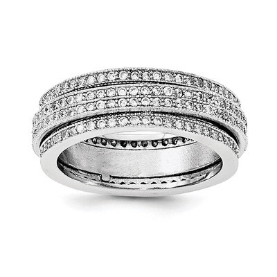 Pave Eternity Motion Ring Sterling Silver Polished QR6186, MPN: QR6186,
