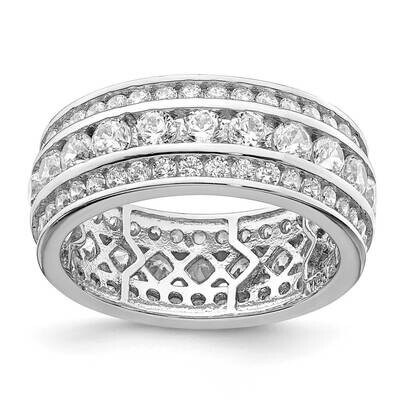 3-row Eternity Ring Sterling Silver Rhodium-plated CZ Diamond QR7108, MPN: QR7108,