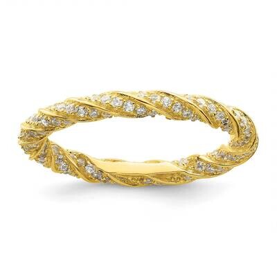 Gold-Tone CZ Twisted Eternity Band Sterling Silver Polished QR7264, MPN: QR7264,