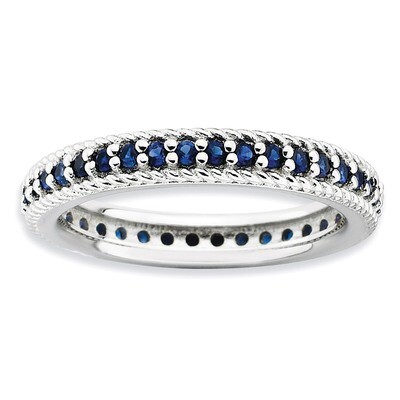 Created Sapphire Eternity Ring - Sterling Silver Polished QSK573, MPN: QSK573, 886774218663