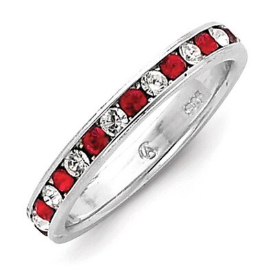 Red &amp; White CZ Diamond Eternity Band Sterling Silver QWAB10, MPN: QWAB10, 883957259253